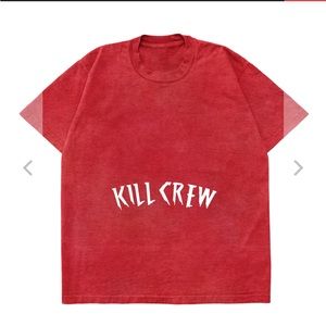 KILL CREW OVERSIZED LUX ACID WASH T-SHIRT - RED / WHITE - S